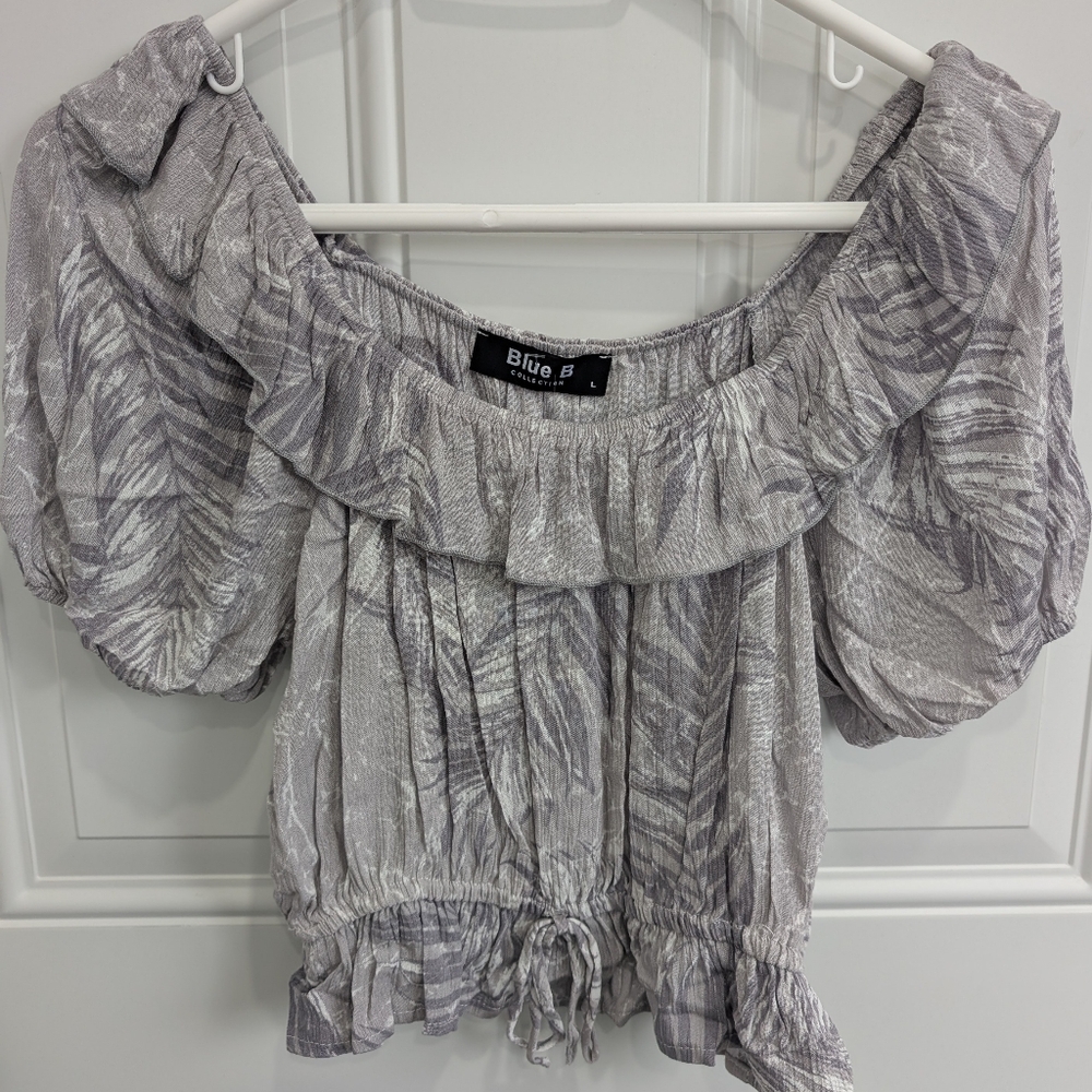 Blue B Gray Off-Shoulder Women's Top